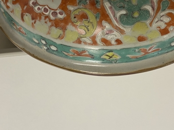 A large Chinese 'Bencharong' bowl and cover for the Thai market, mid 18th C.